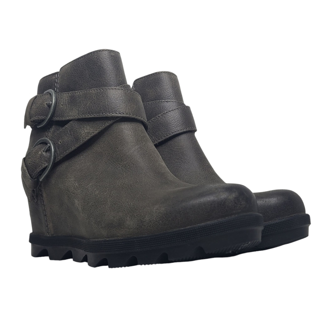 Sorel Joan Of Arctic Wedge II Buckle Ankle Boots Quarry NL3360-052 Size 8